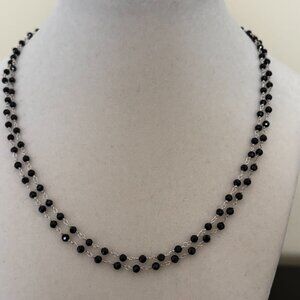 Black Onyx Necklace , Milar 925 Sterling Silver